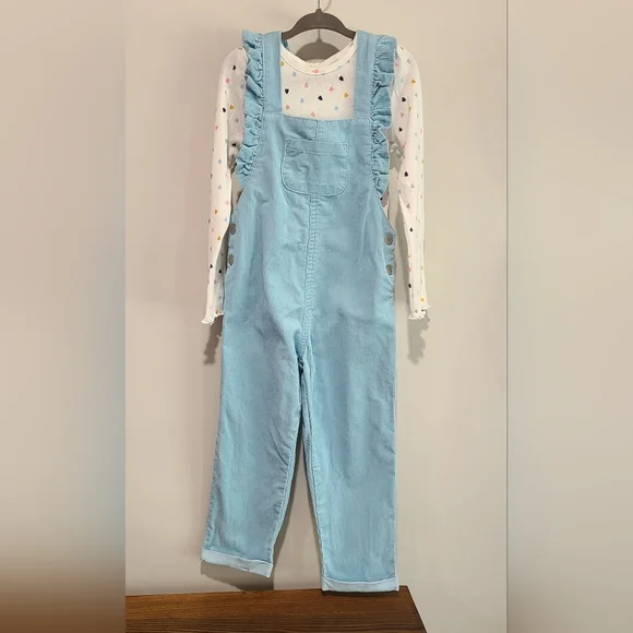 Light blue ruffled overalls set by Little Me, size 4T - Picture 1 of 7